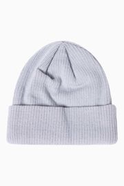 Logo Tag Rib Knit Beanie 