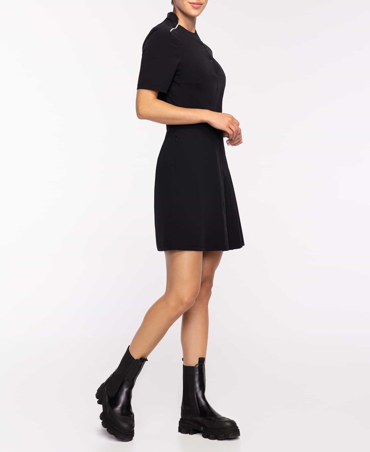 Darkness Pleated Polo Dress 